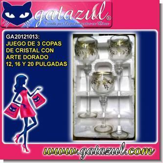 Lee el articulo completo JUEGO DE 3 COPAS DE CRISTAL CON ARTE DORADO 12, 16 Y 20 PULGADAS Lee el articulo completo JUEGO DE 3 COPAS DE CRISTAL CON ARTE DORADO 12, 16 Y 20 PULGADAS