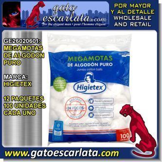 Lee el articulo completo MEGAMOTAS DE ALGODON PURO MARCA HIGIETEX - 12 PAQUETES DE 100 UNIDADES Lee el articulo completo MEGAMOTAS DE ALGODON PURO MARCA HIGIETEX - 12 PAQUETES DE 100 UNIDADES