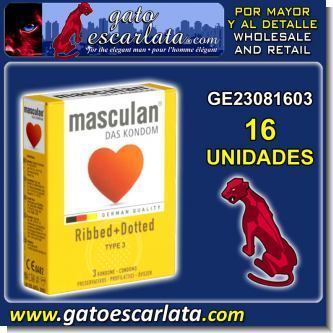 Read full article MALE CONDOM BRAND MASCULAN RIBBED AND DOTTED - 16 UNITS Read full article MALE CONDOM BRAND MASCULAN RIBBED AND DOTTED - 16 UNITS