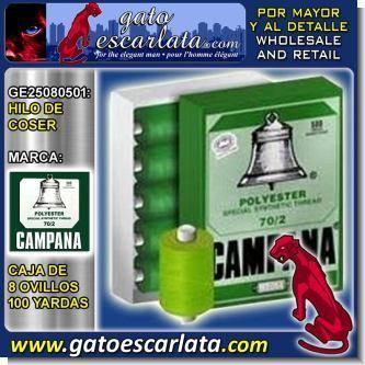 Lee el articulo completo HILO DE COSER MARCA CAMPANA - CAJA DE 8 OVILLOS DE 100 YARDAS