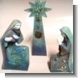 GE20110622: Ceramic Christmas Statues 19 Centimeters Set of Three Units