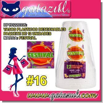 Lee el articulo completo VASOS PLASTICOS DESECHABLES 16 MARCA FESTIVAL PAQUETE DE 12 UNIDADES